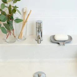 Soap Saver Flow soap dish with drainage spout concrete, Grey