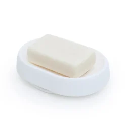 Soap tray with concealed drain spout in silicone - large, White