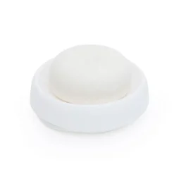 Soap tray with concealed drain spout in silicone - medium, White