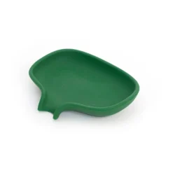 Soap tray with concealed drain spout in silicone - small 8.5x10.8, Dark green
