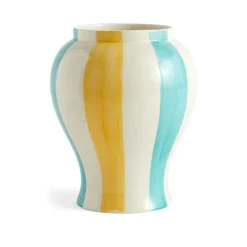 Sobremesa stripe vase L 25 cm, Green-yellow