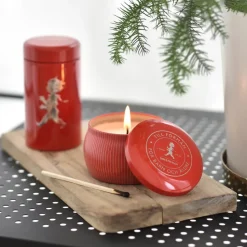 Solstickan gift box scented candles + matchstick tube, Red-scented candle cinnamon & orange