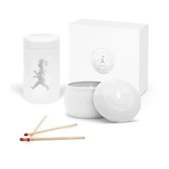 Solstickan gift box scented candles + matchstick tube, White-scented candle eucalyptus