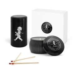 Solstickan gift box scented candles + matchstick tube, Black-scented candle cedarwood