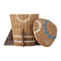 Space rattan basket with lid 31x35 cm, Natural