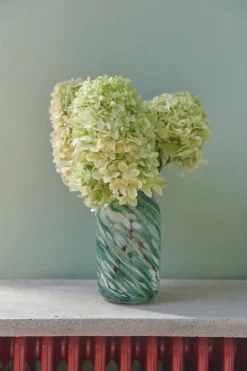 Splash Roll Neck vase S 20.5 cm, Green swirl