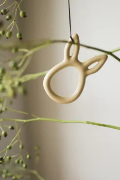 Sprinkle rabbit Easter ornament 8 cm, Shiny yellow