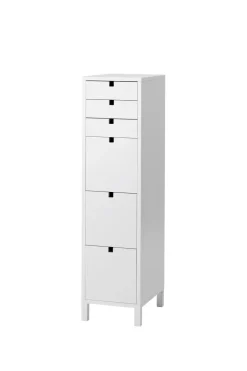 Square dresser narrow 6 drawers, White