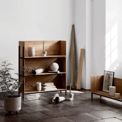 Stack shelf, Oak, add on, dark oiled walnut fitting