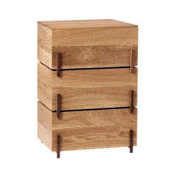 Stack storage box, Oak, 3 pieces, dark oiled walnut legs
