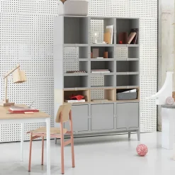 Stacked 2.0 shelving with back plate, small, oak