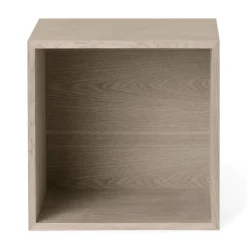 Stacked 2.0 shelving with back plate, medium, oak