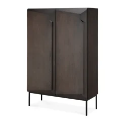 Stairs cabinet, Brown lacquered oak-2 doors, 100x150 cm