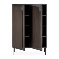 Stairs cabinet, Brown lacquered oak-2 doors, 100x150 cm