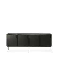 Stairs sideboard 4 doors, Black-stained oak 200x80x46 cm