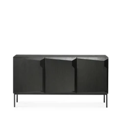 Stairs sideboard 3 doors, Black stained oak 150x80x46 cm