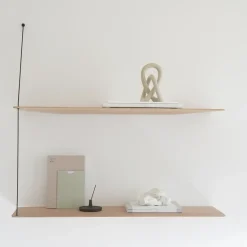Stedge wall shelf 80 cm, white-pigmented oak