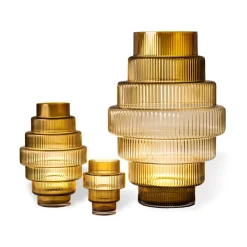 Steps tealight holder 12 cm, Ochre