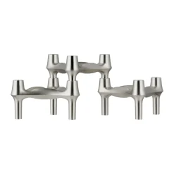 STOFF BMF candle holder 3-pack, Brushed chrome