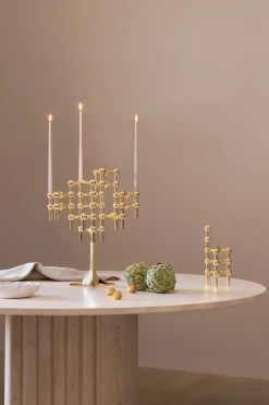 STOFF Nagel candle sticks 3-pack, brass