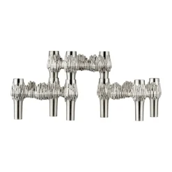 STOFF Quist candlestick 3-pack, Brushed chrome