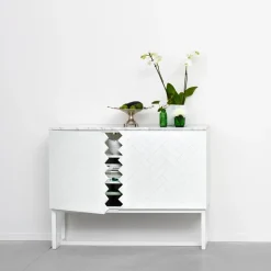 Story Side table, Midnight blue, white oiled oak stand