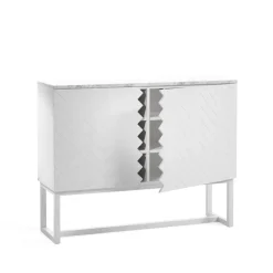 Story Side table, White, white marble top, white stand