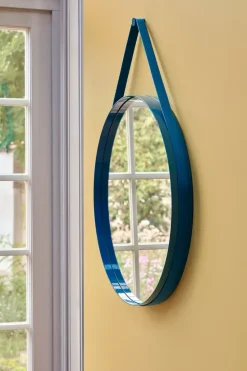 Strap Mirror Ø70 cm, Blue