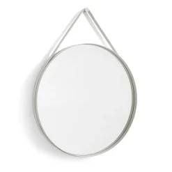 Strap Mirror Ø70 cm, Light grey