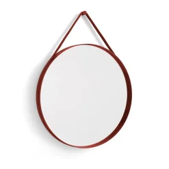 Strap Mirror Ø70 cm, Red