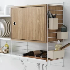 String cabinet with door, Oak, 58x30 cm