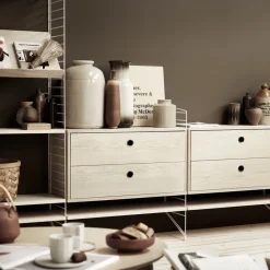 String cabinet with drawers, White, 78x30 cm