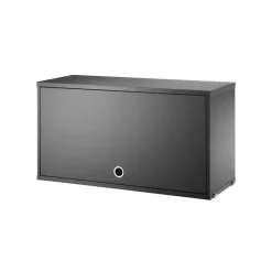 String cabinet with flip door, Ash black stain, 78x30 cm