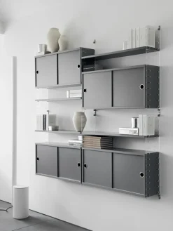 String cabinet with sliding door, Oak, 78x20 cm