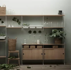 String cabinet with sliding door, Oak, 78x30 cm