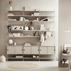 String cabinet with sliding door, Beige, 78x30 cm