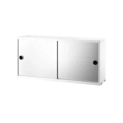 String cabinet with sliding door, White, mirror sliding doors, 78x20 cm