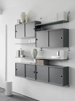 String cabinet with sliding door, White, 78x20 cm