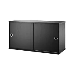 String cabinet with sliding door, Black stained ash, 78x30 cm
