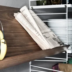 String magazine shelf wood, Ash black stain, 58x30 cm