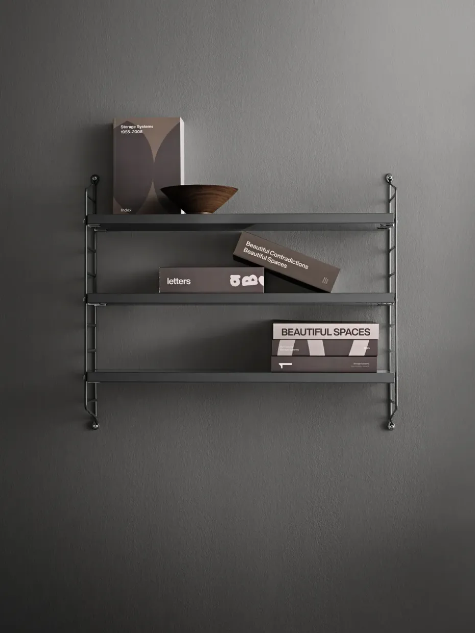 String Pocket wall shelf, Dark grey