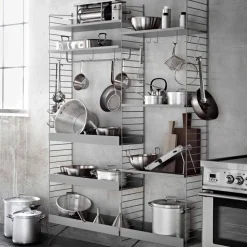 String shelf metal, Beige, 58x30 cm, high edge