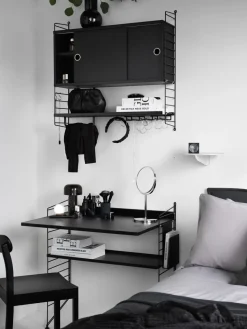 String wall panels, Black, 75x20 cm, 2-pack