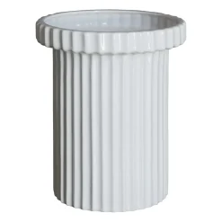 Stripe flower pot small h18 cm Ø12 cm, Shiny white