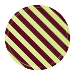 Stripe tray Large Ø65 cm, Butter-burgundy