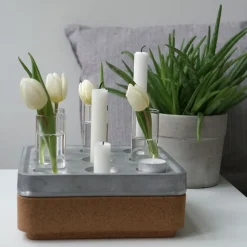 Stumpastaken Small gift set, Aluminum. Cork bowl nature. 4-pack vases. matches