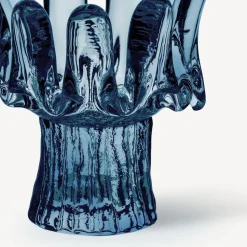 Sunflower candle holder circular glass 11.5 cm, Blue