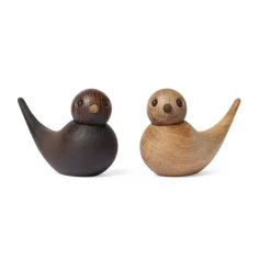 Sweeties swallow decoration 5.4 cm 2 parts, Oak