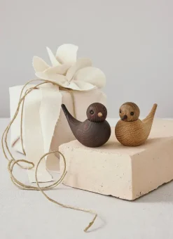 Sweeties swallow decoration 5.4 cm 2 parts, Oak