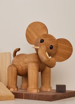 Tembo elephant decoration 41 cm, Oak